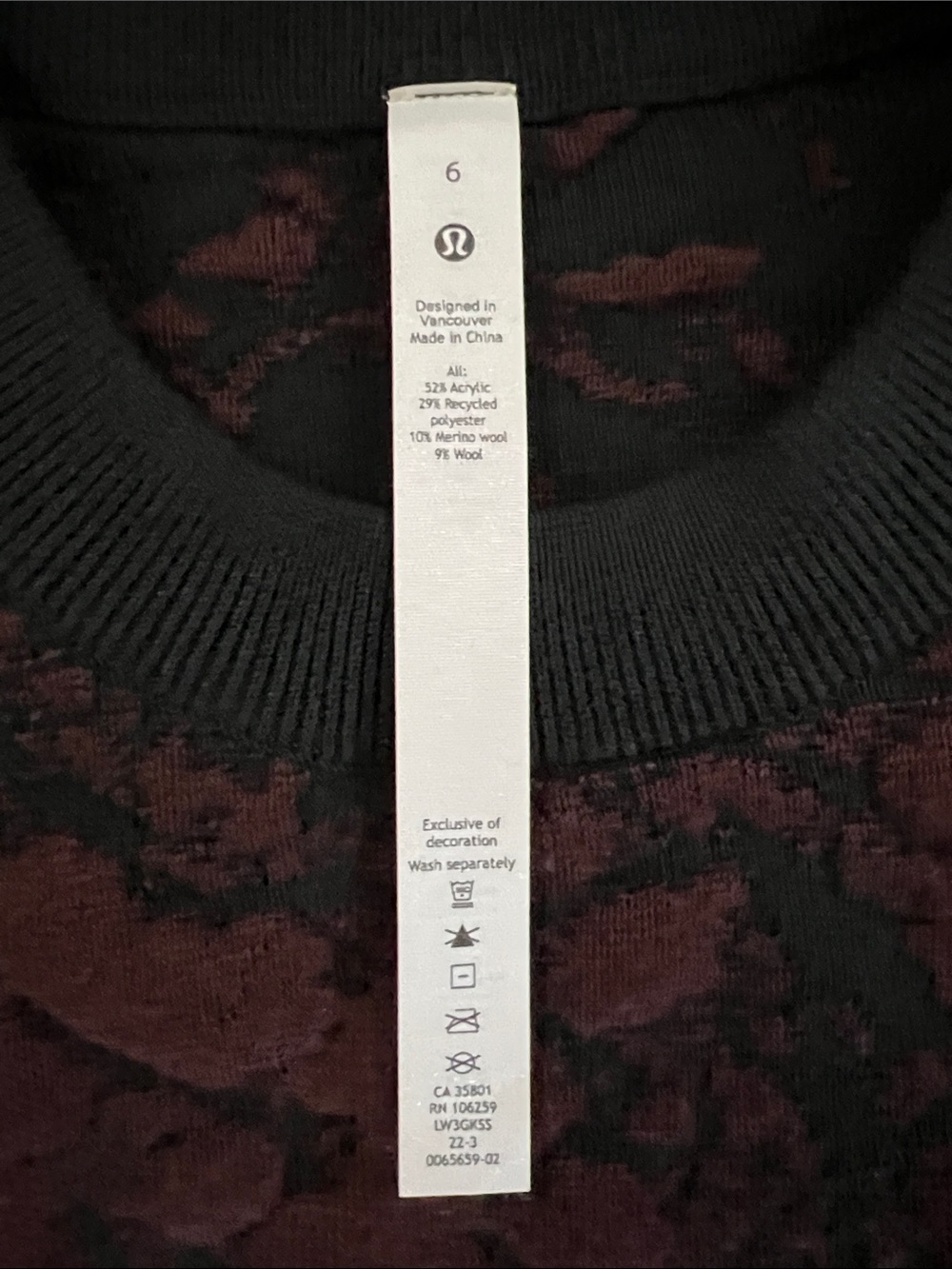 Lululemon Jacquard Multi Textured Crew size 6 - Picture 2 of 3